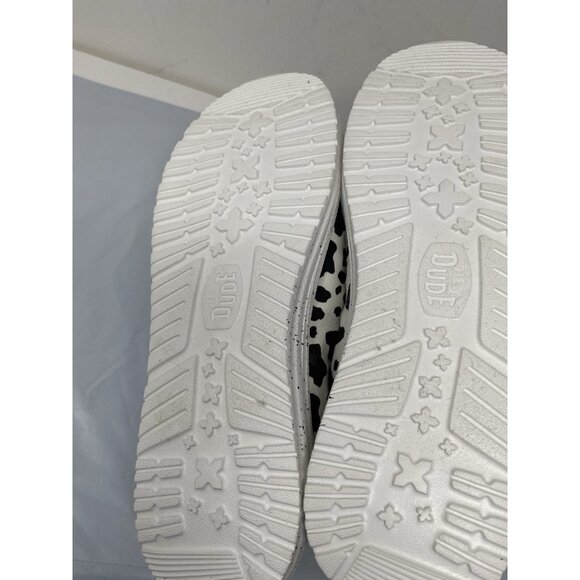 NWT Hey Dude Wendy Milky Way Black White Size 8 Cow Pattern Slip On - Picture 7 of 7